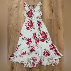 American Rag blue and pink floral v neck maxi dress